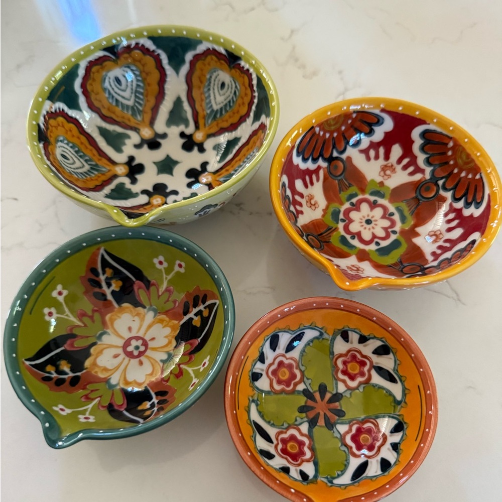 Anthropologie Multicolor Ceramic Bowls Set